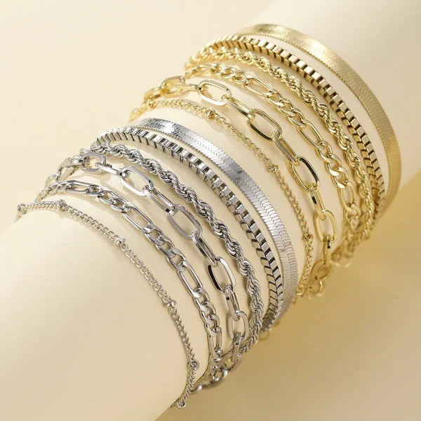 Set de 5 pulseras en oro