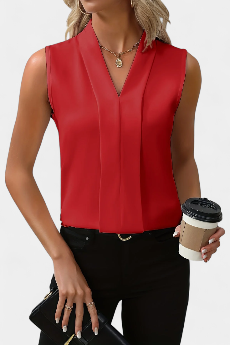 Nela | Blusa Sin Mangas con Escote en V y Corte Vaporoso