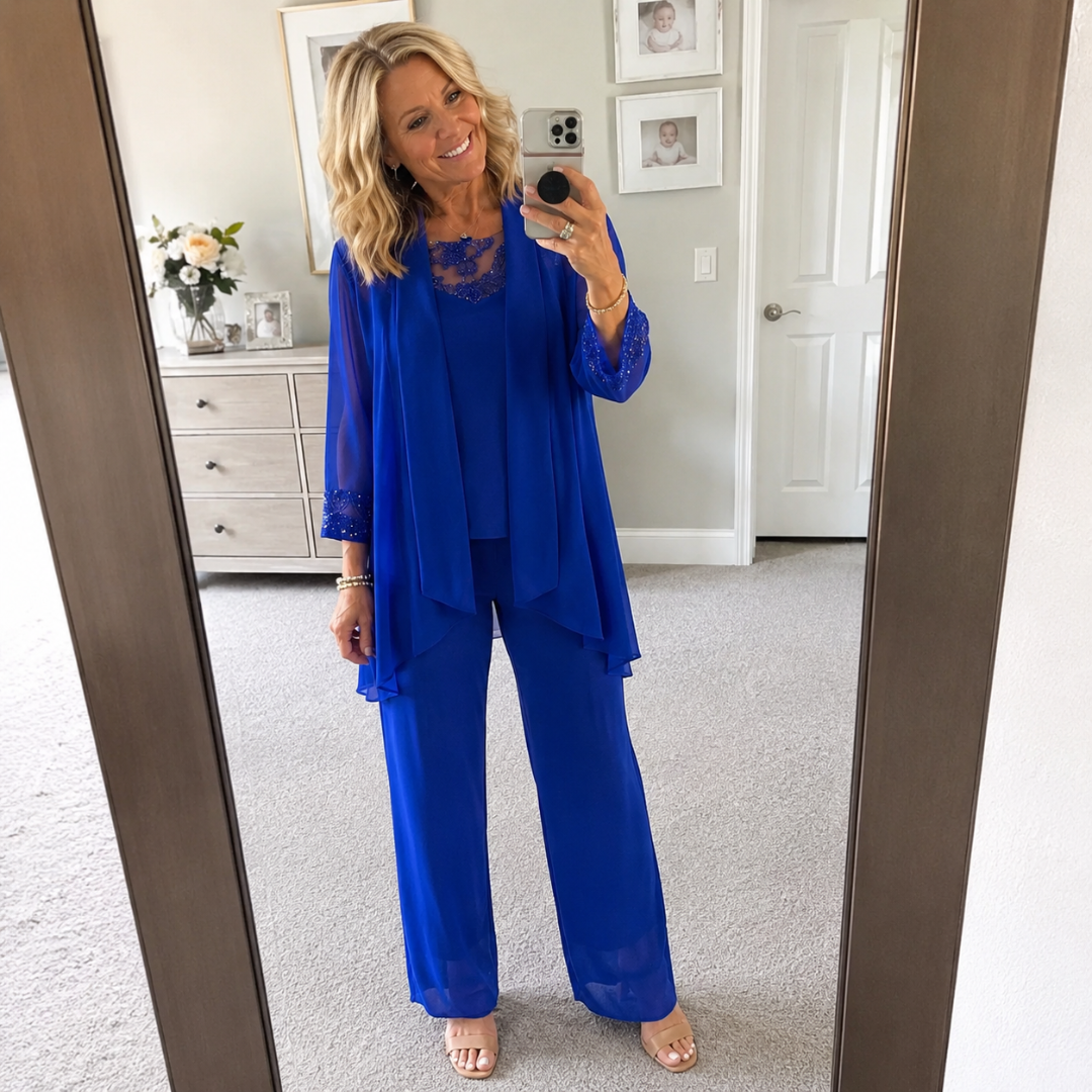 Elena | Conjunto con Chaqueta Fluida y Pantalón Palazzo