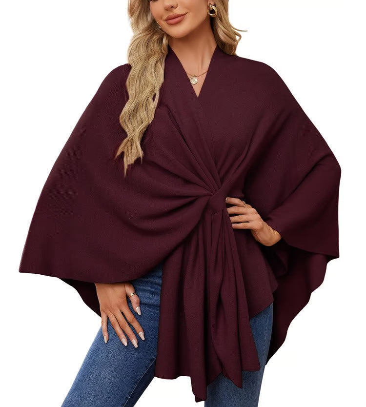 Maegan | Elegante chal tipo poncho con suave apertura frontal