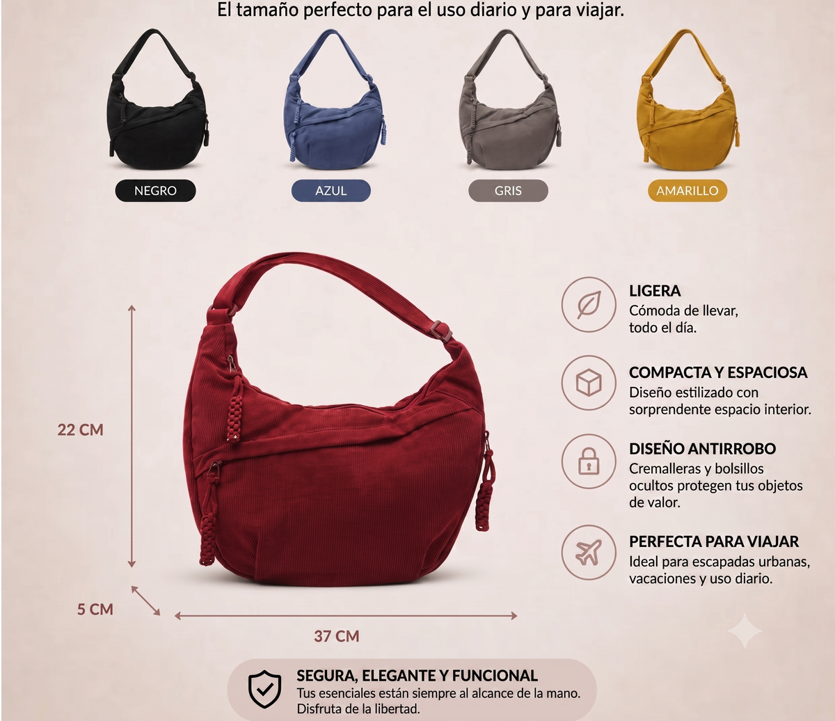 Bolso de Hombro Elegante de Nylon