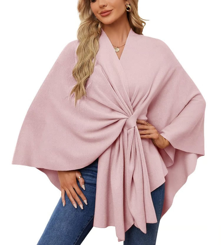 Maegan | Elegante chal tipo poncho con suave apertura frontal
