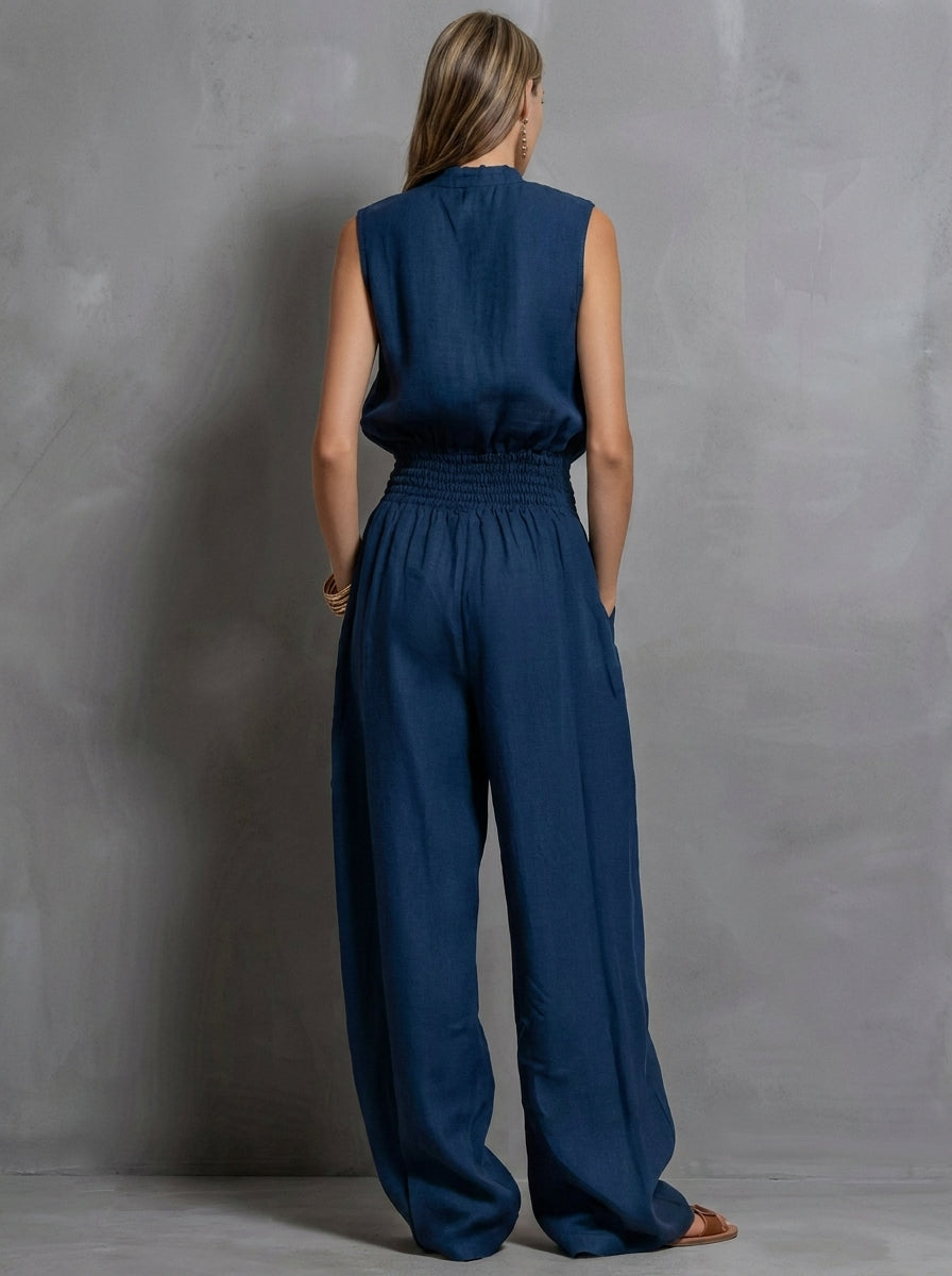 Zenaide | Mono con Cuello Alto Anudado y Pernera Ancha