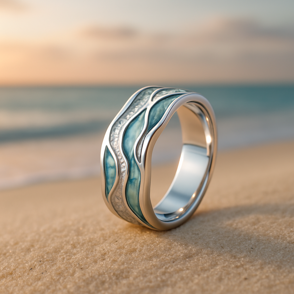 Anillo Ondas Turquesa en Plata