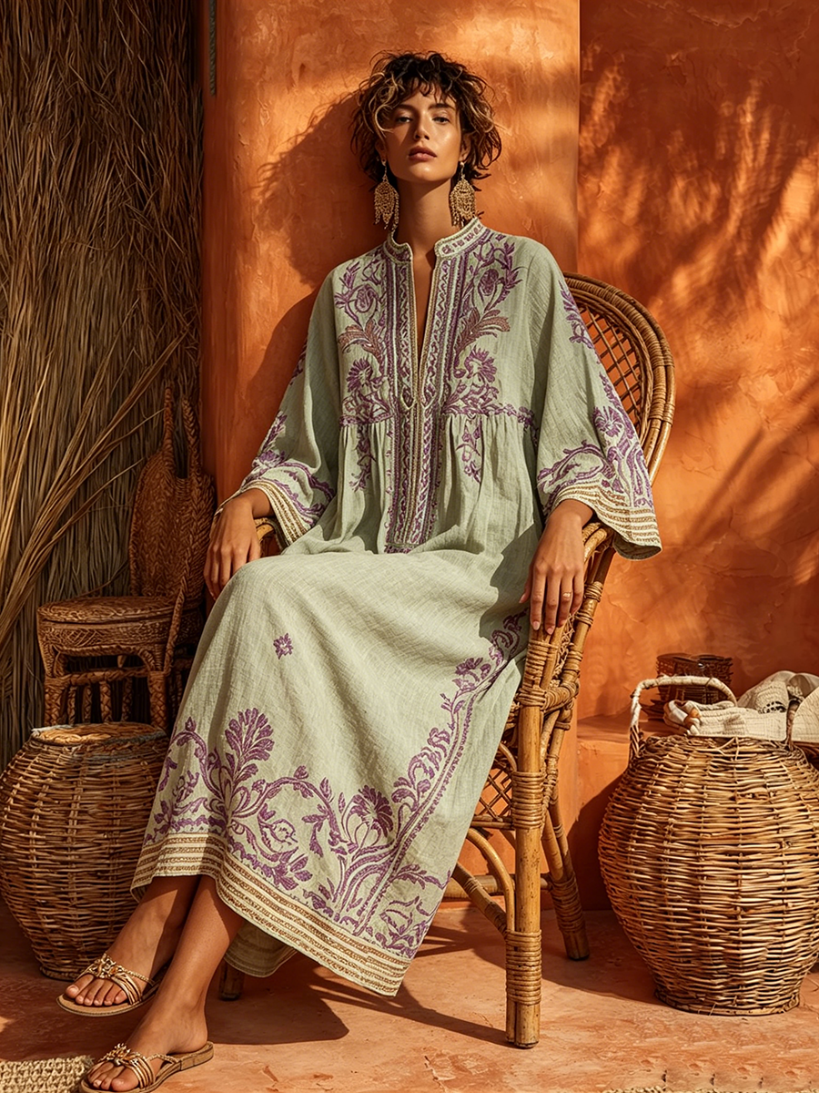 Celestina - Vestido boho bordado con encanto mediterráneo